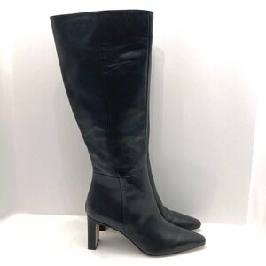 Sam Edelman Sylvia Boots Wide Calf Black Leather Knee High Womens 9 M